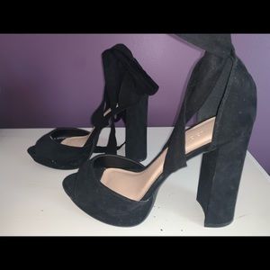 Black ankle wrap high heels